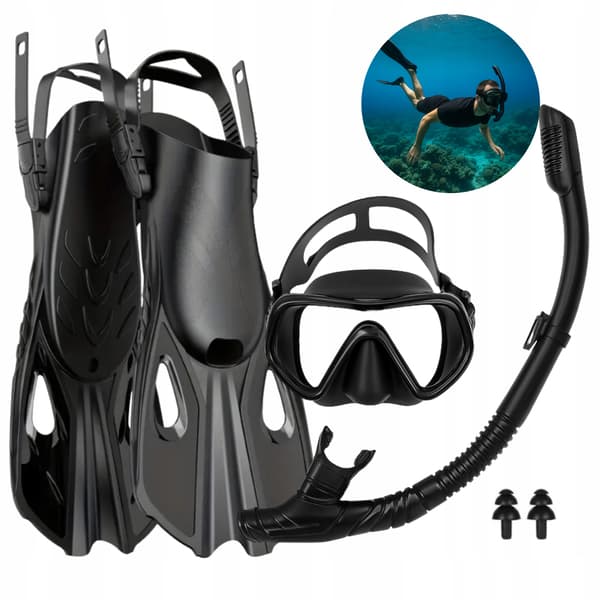 Snorkelset med mask snorkel och simfinner för simning storlek 38-42