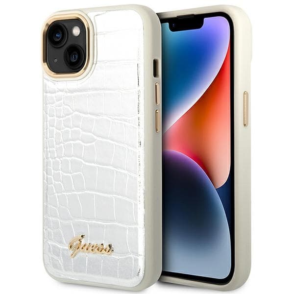 Guess GUHCP14MHGCRHS iPhone 14 Plus / 15 Plus 6.7 silver/silver hårt skal Croco Collection