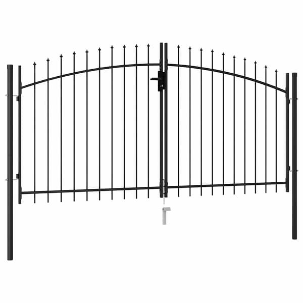 vidaXL Dubbelgrind med spikar, stål, 3x1,5 m, svart