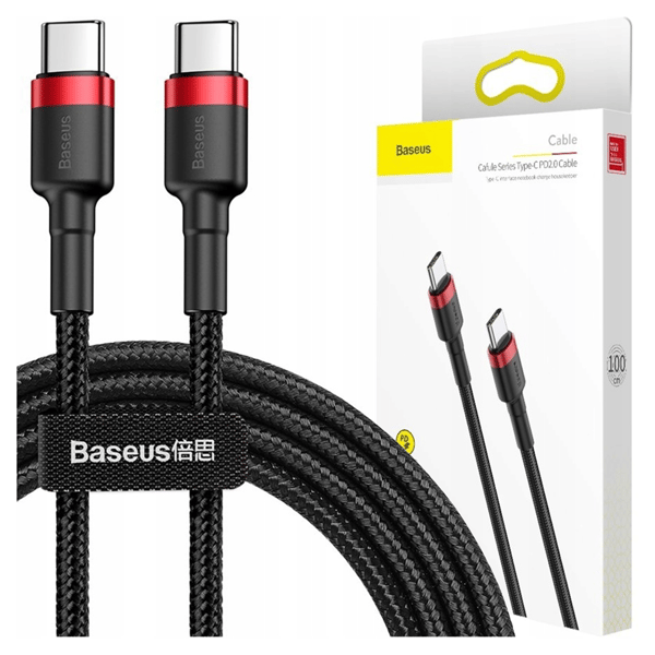 Baseus Cafule PD 2.0 QC 3.0 USB-C - USB-C PD -kaapeli 60W 1m (musta-punainen)
