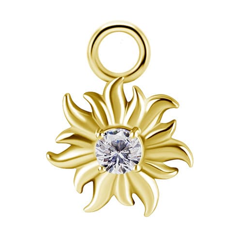 Berlocker - CoCr NF - sol - vit PREMIUM ZIRKONIA - guld - D-054