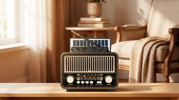 Kruger&Matz bärbar analog solcellsradio med Bluetooth och AUX-batterier