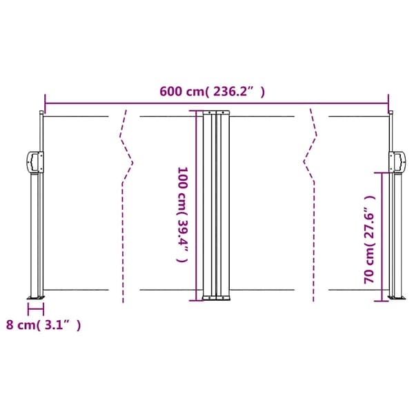 vidaXL Utdragbar sidomarkis vit 100x600 cm