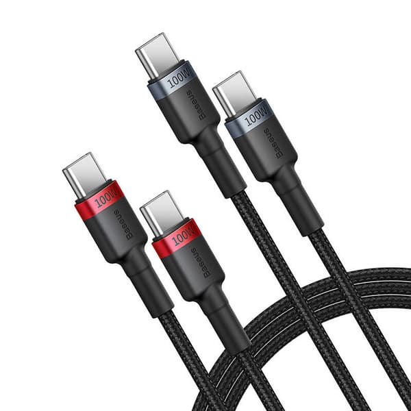 Baseus Cafule USB-C - USB-C -kaapeli 100W, 1m, 2 kpl (puna-musta, harmaa-musta)