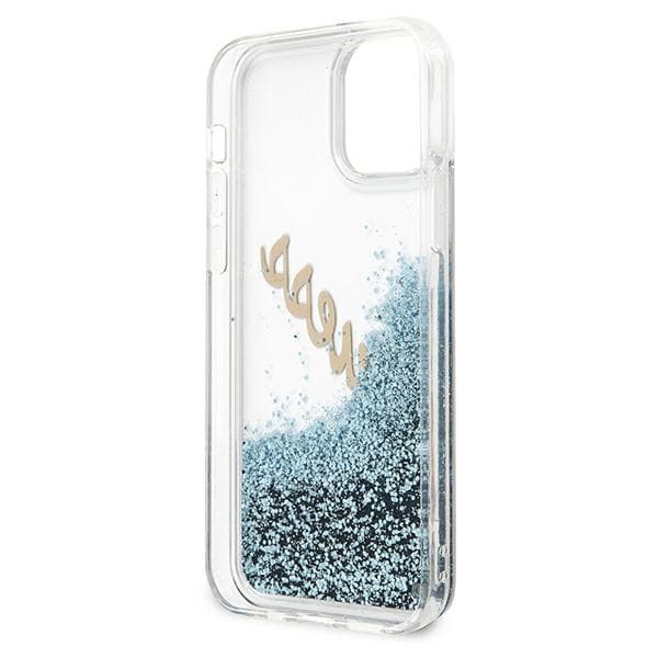 Guess GUHCP12LGLVSBL iPhone 12 Pro Max6,7 sininen/sininen kovakuori Glitter Vintage Script