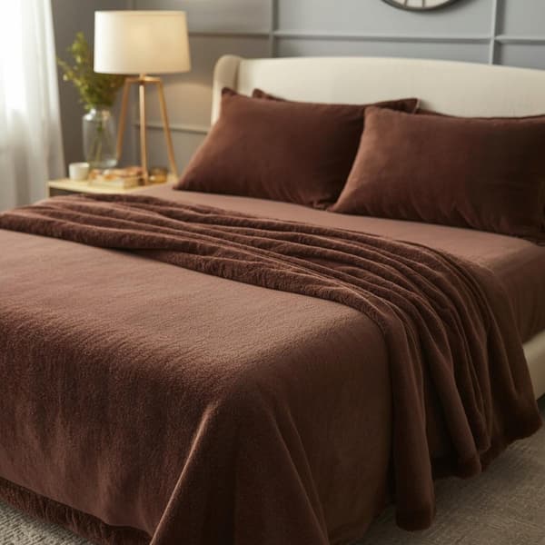 Thermosoft fleece lagen - Chokolade 90x200
