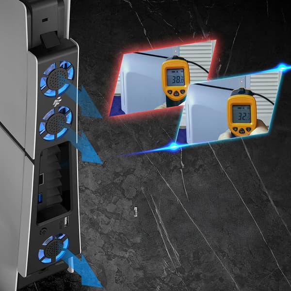 Kylfläkt för PS5 Slim 3xfläkt USB, ULTRA-kylning FlashFire P703