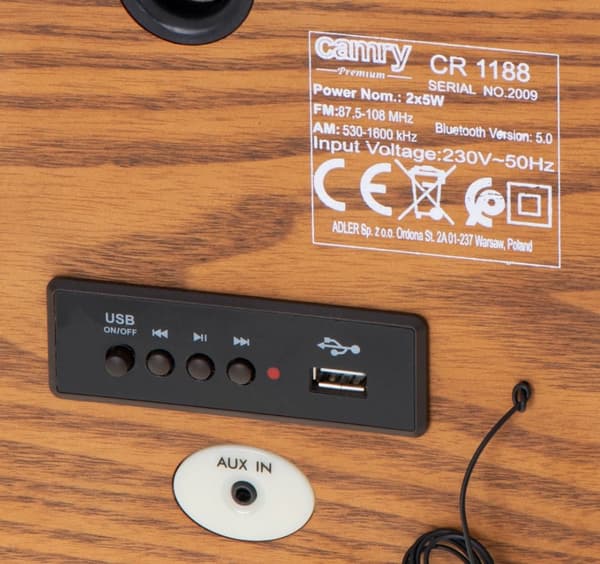 Retroradio CAMRY CR 1188 træ, FM/AM, Bluetooth 5.0