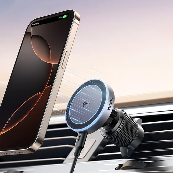 Ugreen W708 Trådløs Opladerholder med MagSafe, Qi2, til Luftventil - Sort