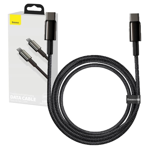 Baseus Tungsten Gold USB-C til USB-C kabel, 100W, 2m (sort)