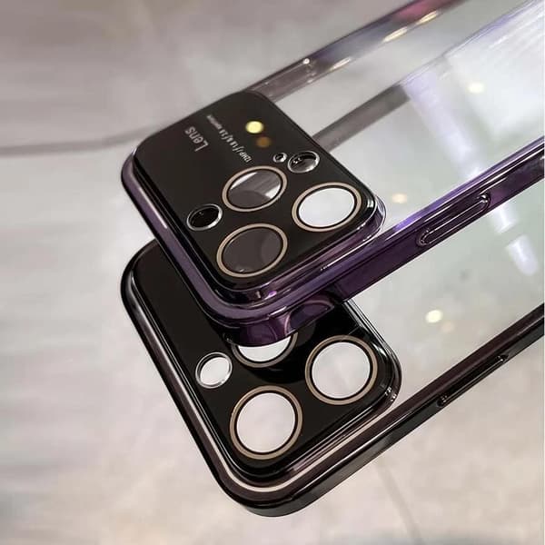 ETUI TIL APPLE IPHONE 15 PRO GULD RAMME HJERTE + KAMERABESKYTTELSE A3102