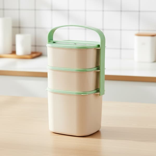 Plastlunchlåda 3-lager 2l, 2x1,15 l