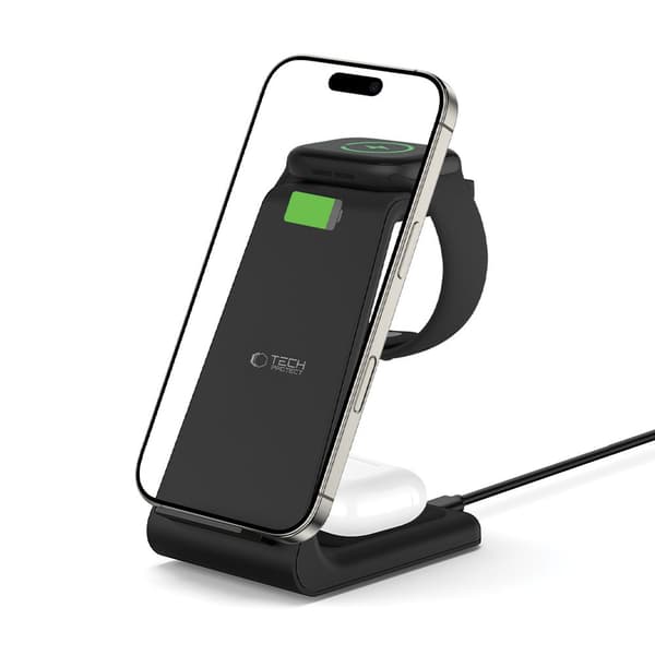 TECH-PROTECT QI15W-A36 3-i-1 trådløs oplader til Apple Black