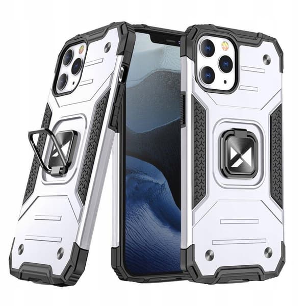 Wozinsky Ring Armor Hybrid Cover + Magnetisk Holder iPhone 13 Pro Max Sølv
