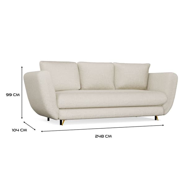 SARIS 3-SITS SOFFA MED SOFUNKTION BEIGE GYLLENE BEN FÖR VARDAGSRUM FÖR VARDAGSRUM