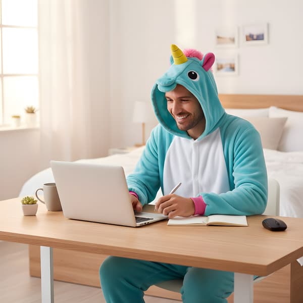 Kigurumi-pyjamas blå enhörning 145-155 cm