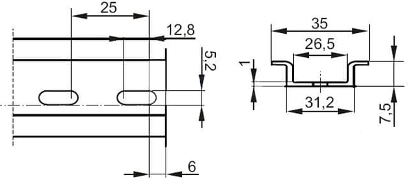 TS-35 PERFOREREDE MONTERINGSSKINNE