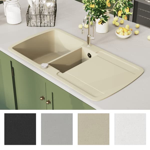 vidaXL Granit Dubbelt Handfat, Beige