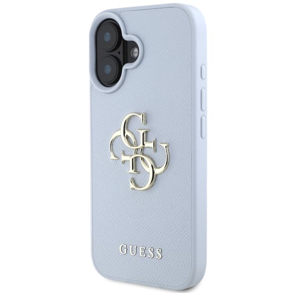 Guess Grained Big 4G Logo Small Classic Logo cover til iPhone 16 blå