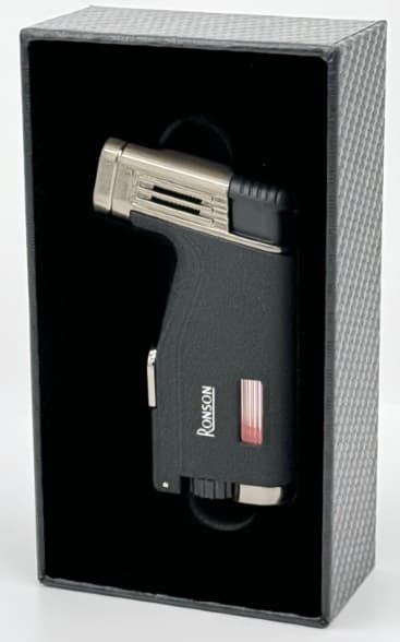 Ronson Breeze RGL120 Crackle Black 2 Jet Lighter med Puncher