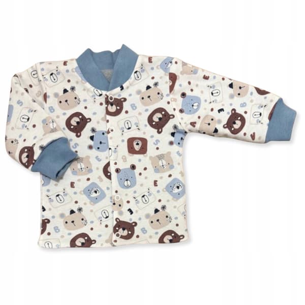 Kaftan kaftanik 98 børnebluse med opretstående krave og bamseprint