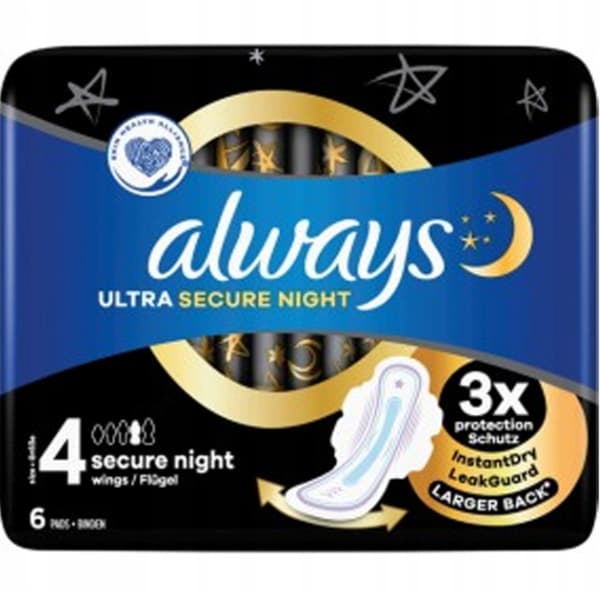 ALWAYS Ultra Secure Night Super Plus bind med vinger 6 stk.