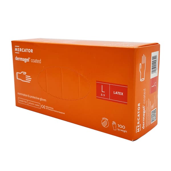Latexhandsker L Mercator Dermagel Coated 100 stk. karton 10-pak