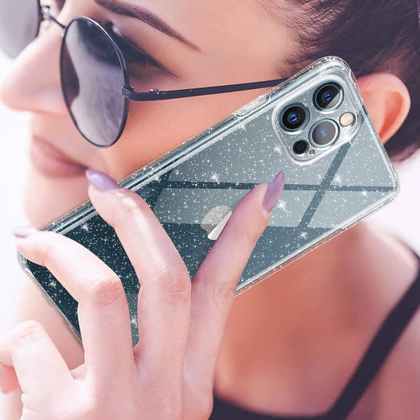 ETUI TIL APPLE IPHONE 12 PRO TRANSPARENT GLASSY 2X HÆRDET GLAS