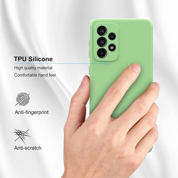 ETUI TIL SAMSUNG GALAXY A33 5G SILIKONE LYSGRØN MED MIKROFIBER