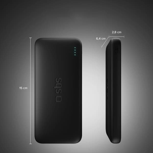 SBS Infinity Powerbank 20000mAh 10W LiFePo USB-A USB-C - Sort