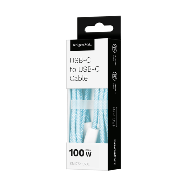 Kruger og Matz Basic USB-C-kabel blå 100 W 1,5 m