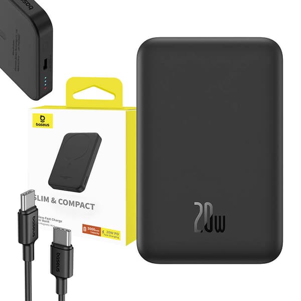 Baseus Magnetisk Mini Powerbank 5000mAh, USB-C 20W (Sort)