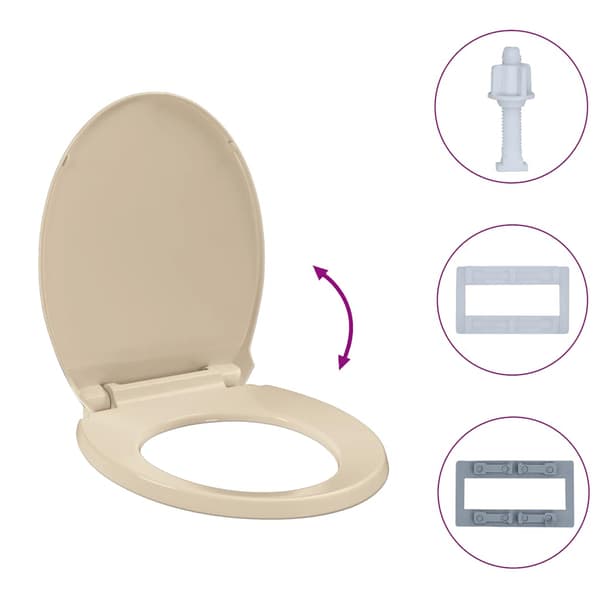 vidaXL Soft Close toiletsæde, beige, oval