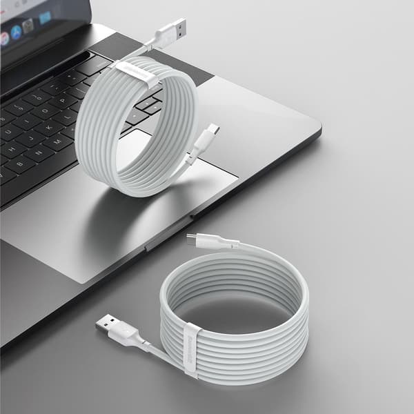 Baseus Simple Wisdom USB til USB-C kabel, 40W, 5A, 1,5m (hvid) 2 stk.