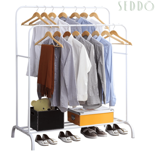Metal bøjle stående hall garderobe solid hylde stor