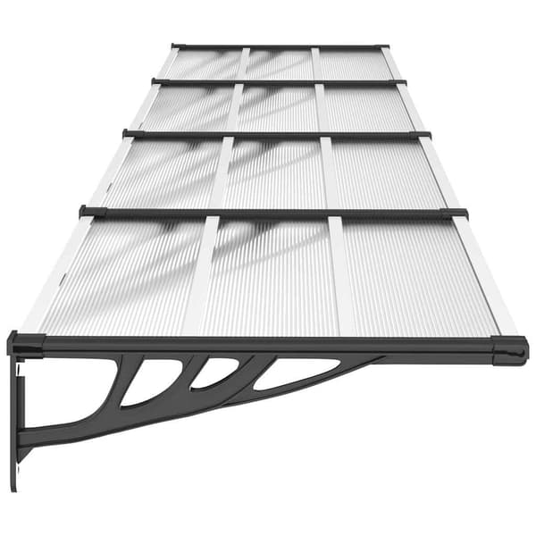 vidaXL dørmarkise sort og transparent 396x90 cm polycarbonat