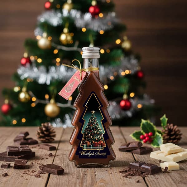 5x JULGRANSFLASKOR 250ml + JULGRANSFLASKOR MED ETIKETT för jullikör
