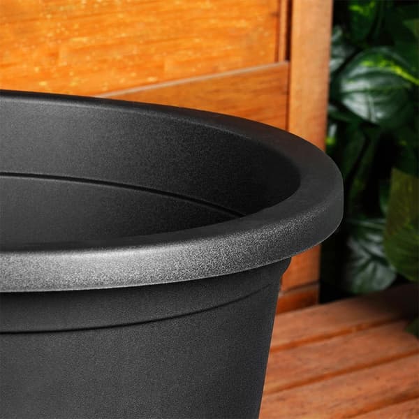 Trädgårdskruka plast svart rund 39 cm