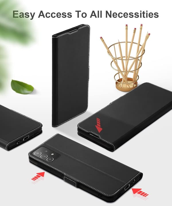 MAGNETISK FLIP-ETUIS TIL SAMSUNG GALAXY A52/A52s SORT PU-LÆDER