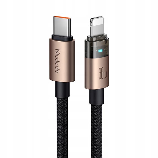 MCDODO USB-C-KABEL SNABBLADDNING FÖR IPHONE LIGHTNING 36W 1M LED GULD