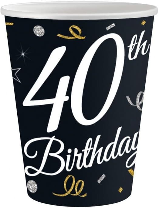 Pappmuggar 40-årsfödelsedag 250ml 6 st