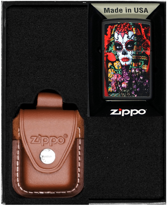 Zippo Lighter Sæt Sukkerkranie Kvinde Design Gave nr. 2