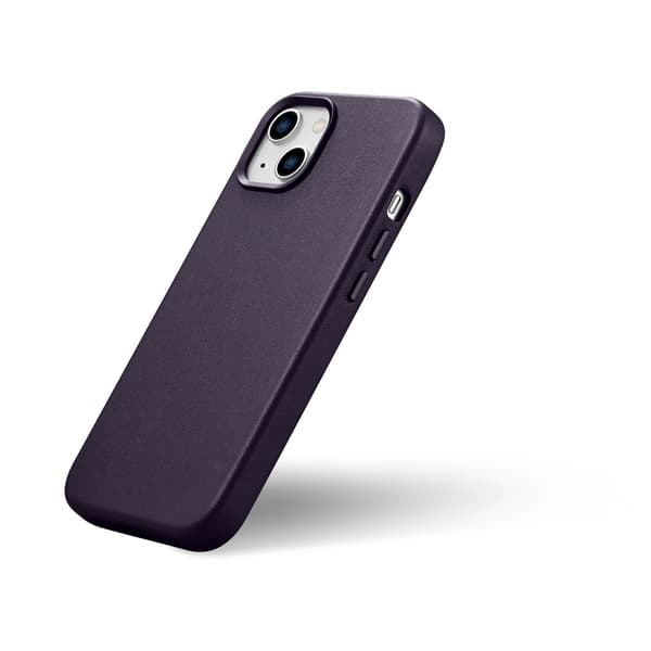 iCarer Case Læderetui til iPhone 14 Plus, mørkelilla (MagSafe-kompatibel)