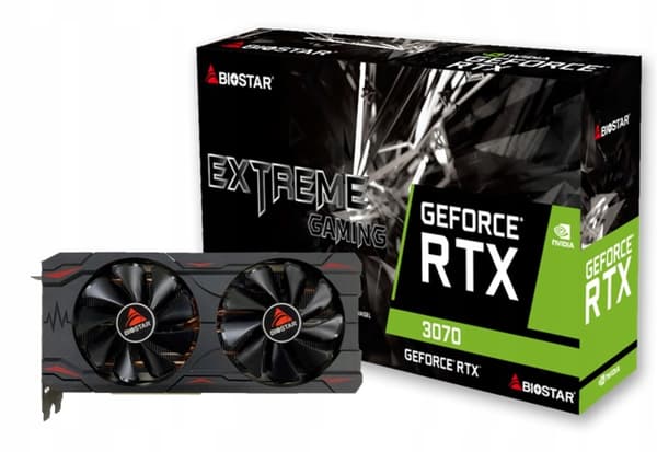 Biostar GeForce RTX 3070 8GB GDDR6 Grafikkort Sort