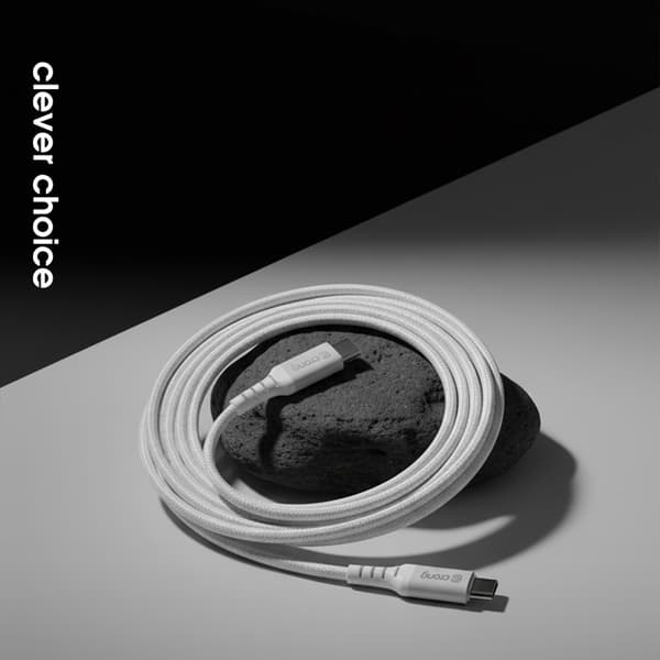 Crong Armor Link - 60W PD 3A USB-C till USB-C-kabel 150cm (vit)