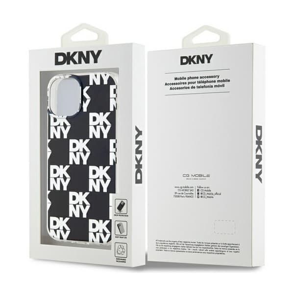DKNY IML Ternet Mono Mønster Etui til iPhone 15 Plus / 14 Plus (Sort)