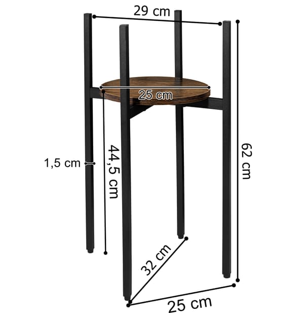 Torre Rustic -kukkateline loft-tyyliin 60 cm musta