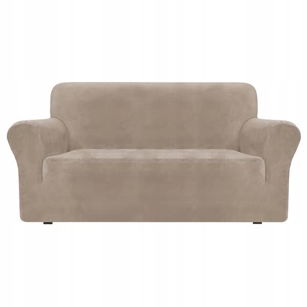 Överdrag för 2-sitsig hörnsoffa i elastisk velour TESS ljus beige