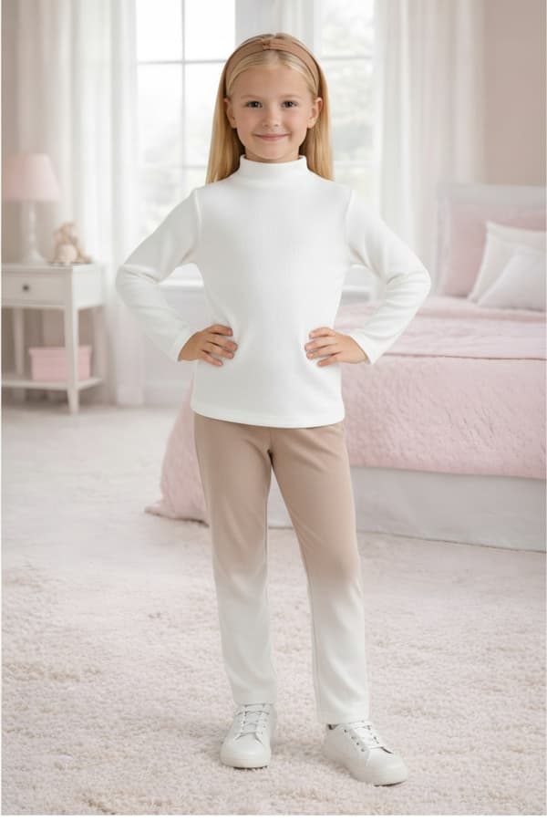 Dartomik barn halvpoltrona 146 ribbed bomull elastisk vit