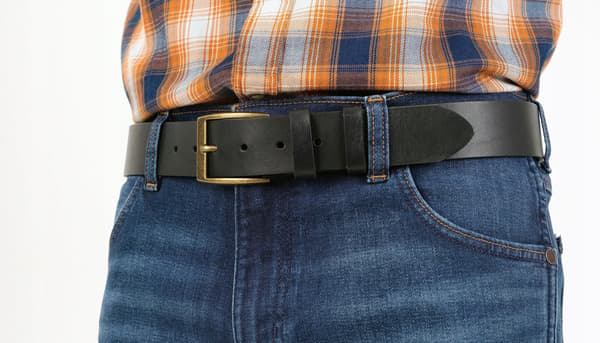 Vild Jeans Læderbælte Herre Sort Glat Læder Gave Str. 85 cm